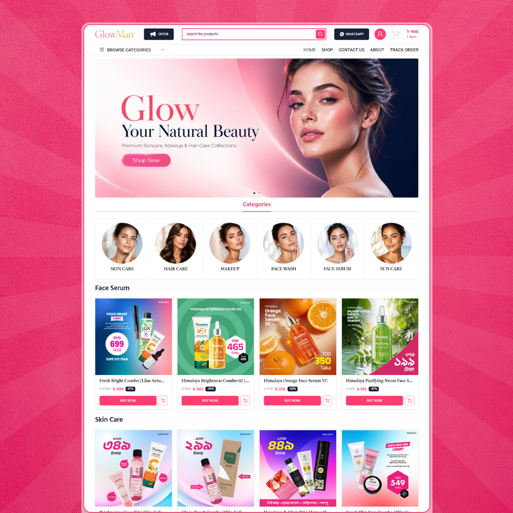 GlowMart – Beauty eCommerce Website Template (Backup File)